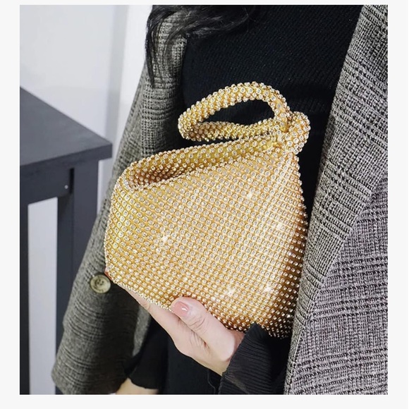 Women's Evening Bags Glitter Rhinestone Triangle Purse - Picture 5 of 7